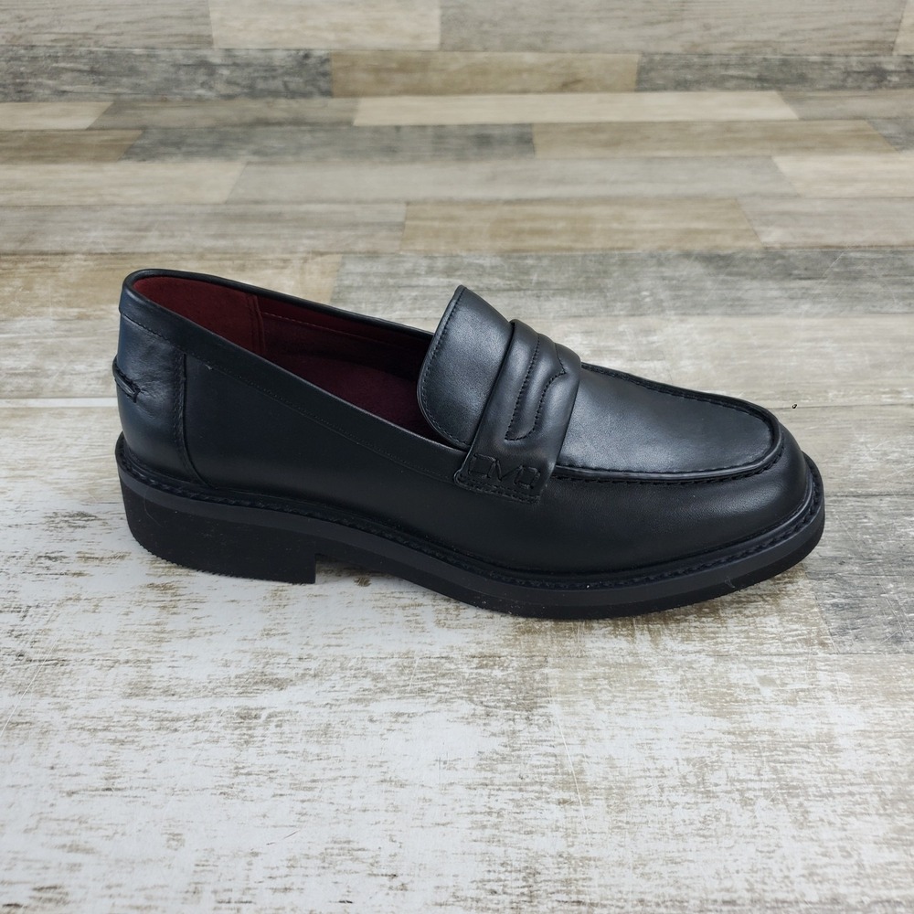 Vionic Caitlin Womens Penny Loafers Shoes Sz 8 Black Smooth Leather Slip On